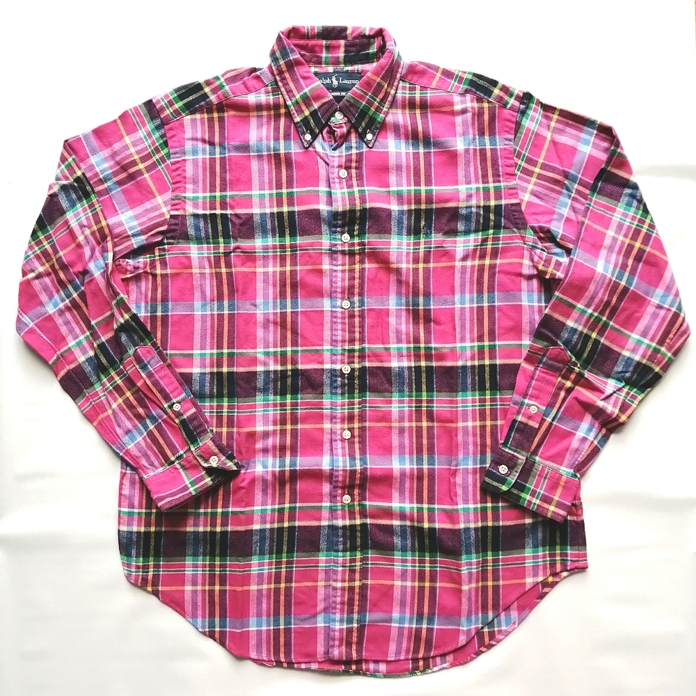 Polo Ralph Lauren Pink Plaid Flannel Shirt Large